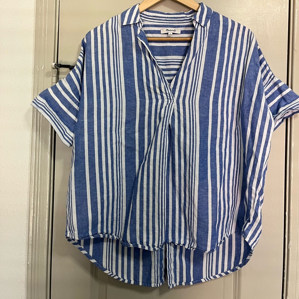 Madewell Blue and White Striped Button Down Shirt